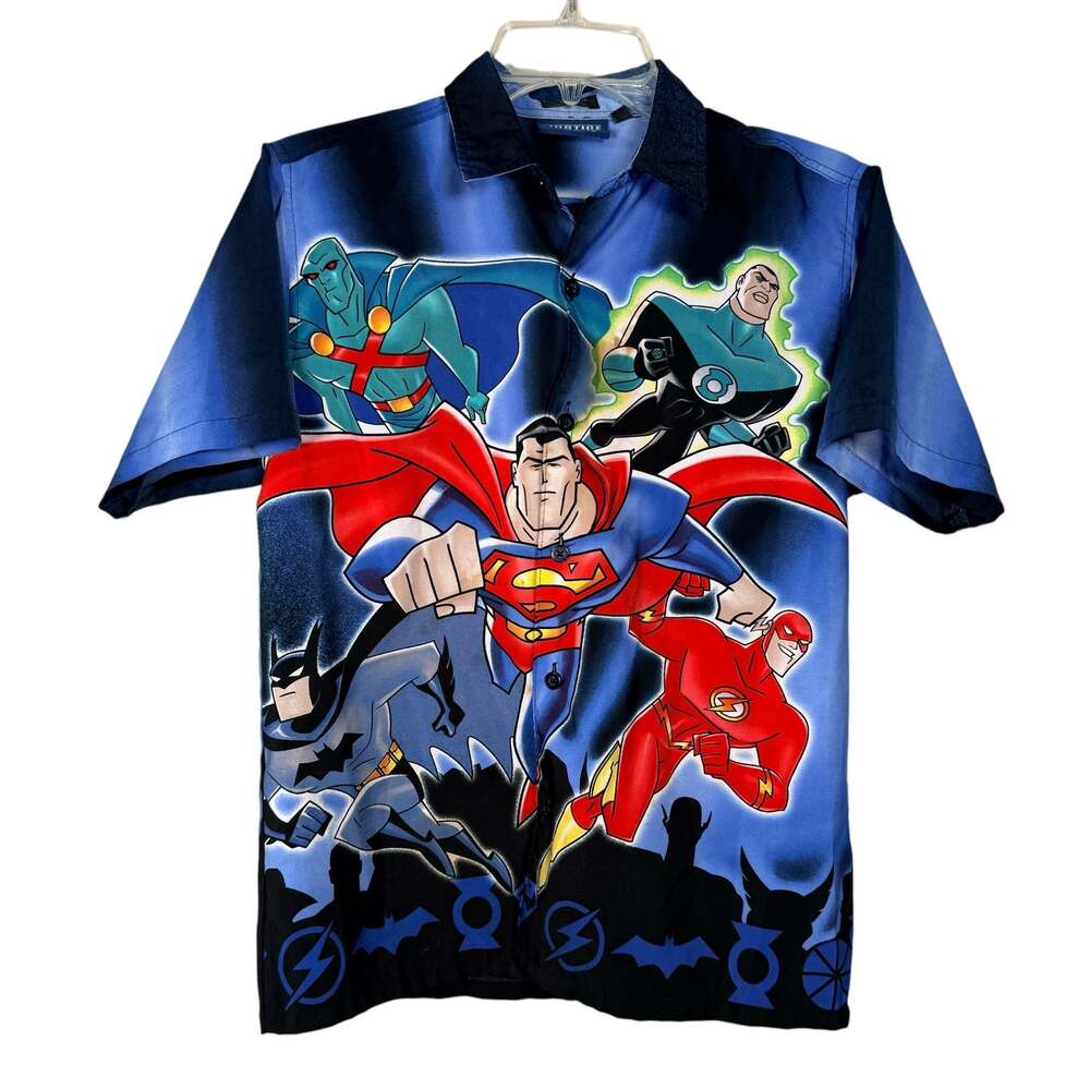 Vintage Justice League Size S/P (8-10) Graphic Button Down Shirt